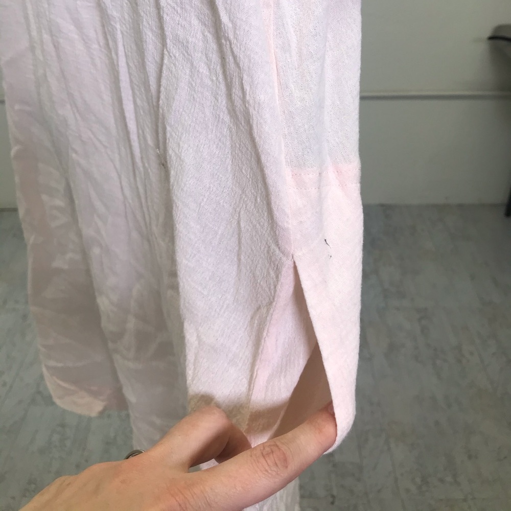 ATM Frayed Hem Gauze V-Neck Dress - Picture 4 of 9